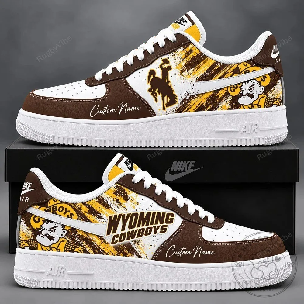Wyoming Cowboys NCAA Team Logo Custom Name Air Force 1 Shoes