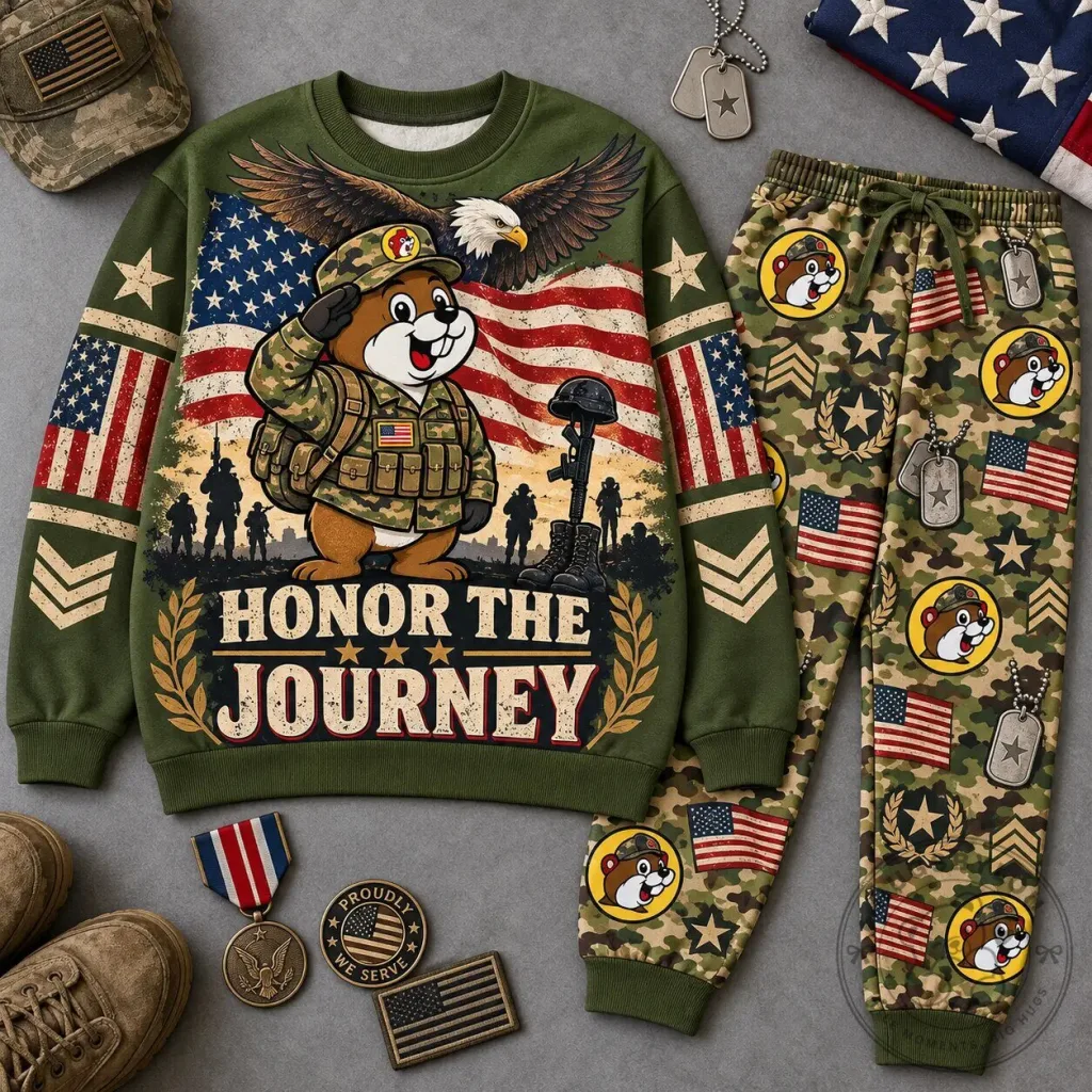 Buc-ee's Honor The Journey Military Graphic Crewneck Sweatshirt Buc-ee's Honor The Journey Military Graphic Crewneck Sweatshirt