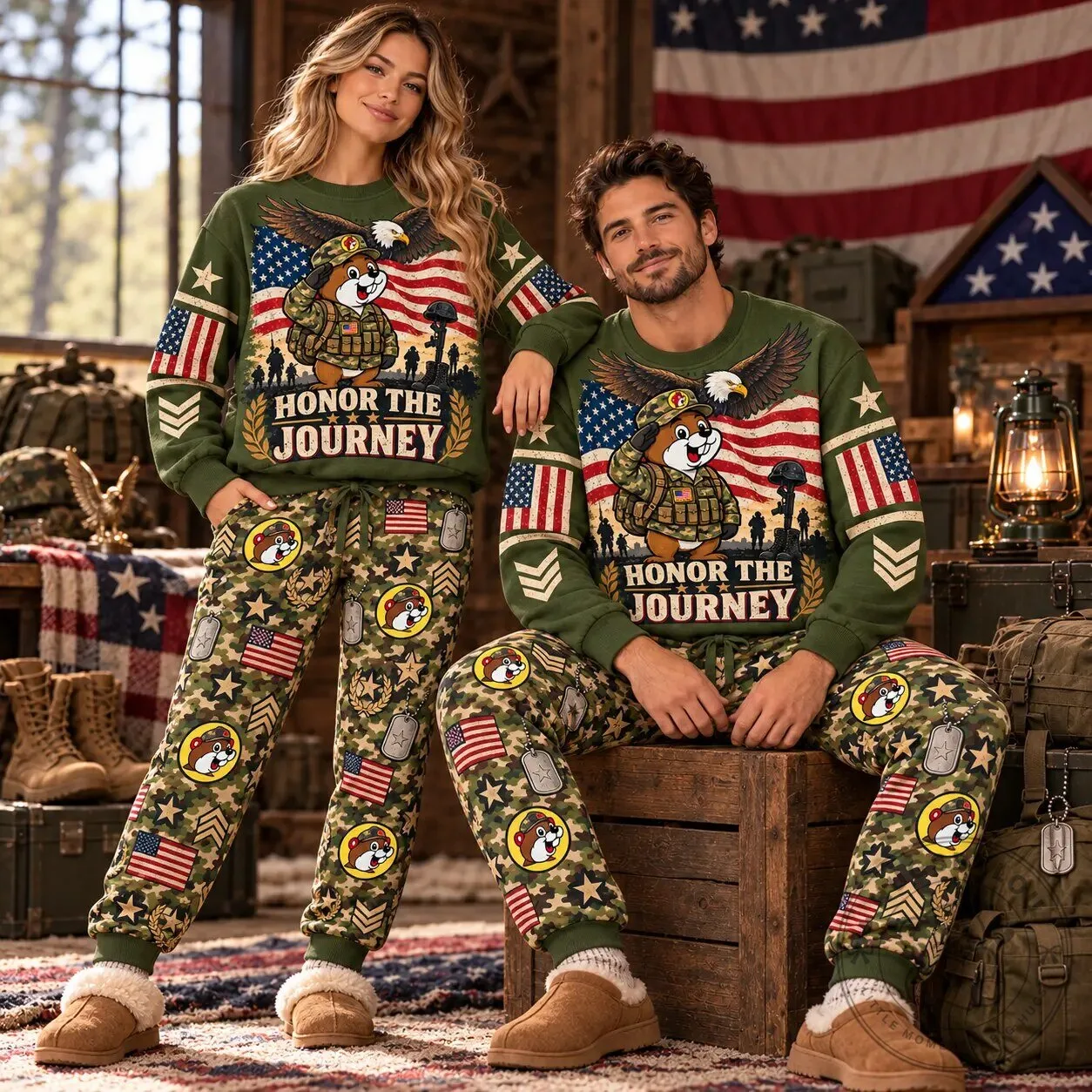 Buc-ee's Honor The Journey Military Graphic Crewneck Sweatshirt 6 Buc-ee