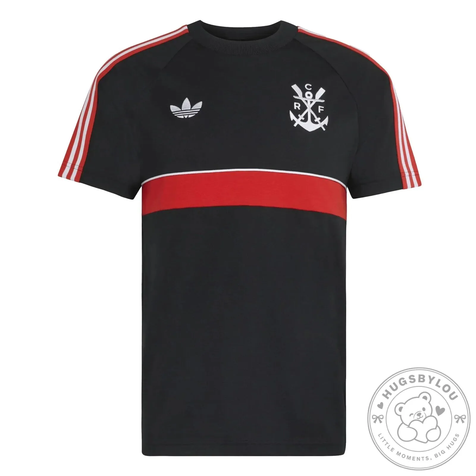 Flamengo Adidas Originals Trefoil Black Red White Stripes Fan T-Shirt