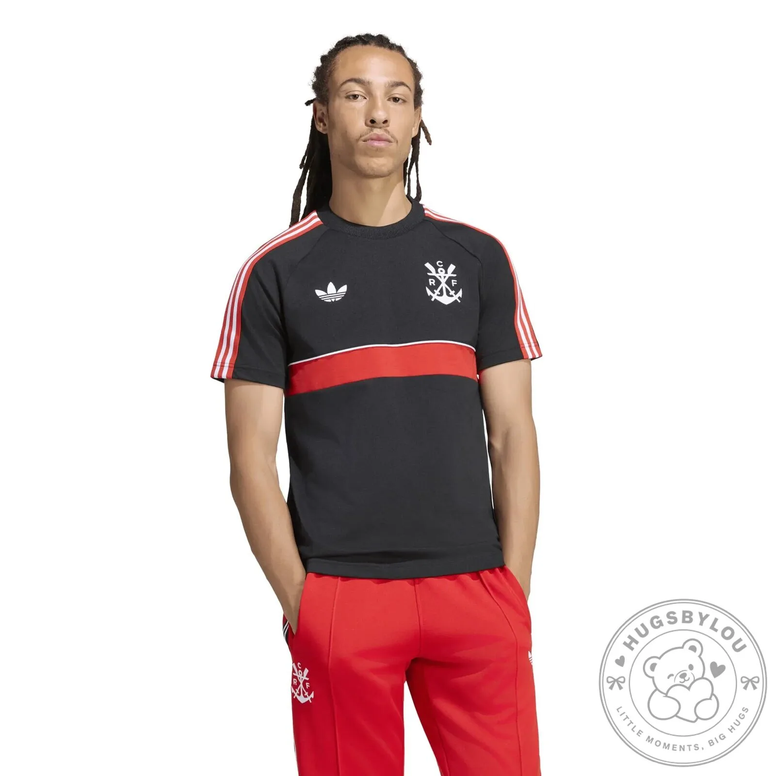 Flamengo Adidas Originals Trefoil Black Red White Stripes Fan T-Shirt 8 Flamengo Adidas Originals Trefoil Black Red White Stripes Fan T-Shirt