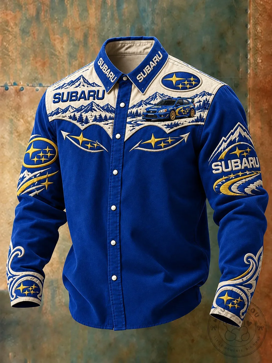 Subaru Blue Western Button Down Long-Sleeve Shirt
