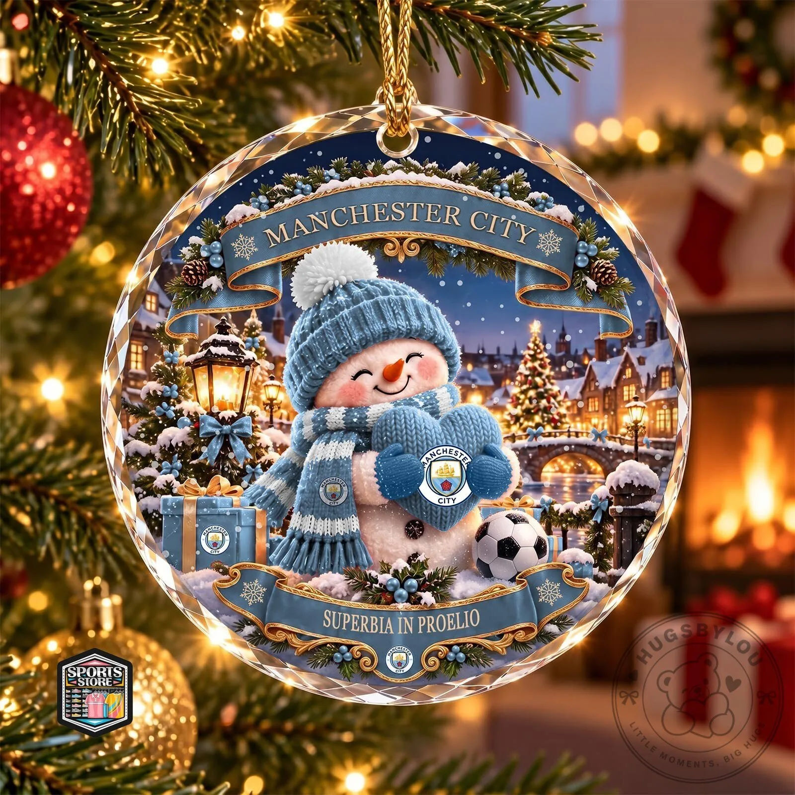 Manchester City Football Club Snowman Christmas Holiday Ornament 3 Manchester City Football Club Snowman Christmas Holiday Ornament